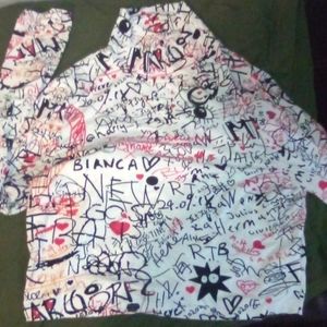 Turtle neck crop top art words